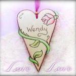 Rose Heart - hanging wooden..