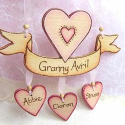 Personalized WOOD HEART scroll banner 